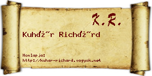 Kuhár Richárd névjegykártya